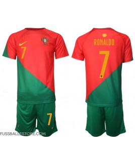 Günstige Portugal Cristiano Ronaldo #7 Heimtrikotsatz Kinder WM 2022 Kurzarm (+ Kurze Hosen)